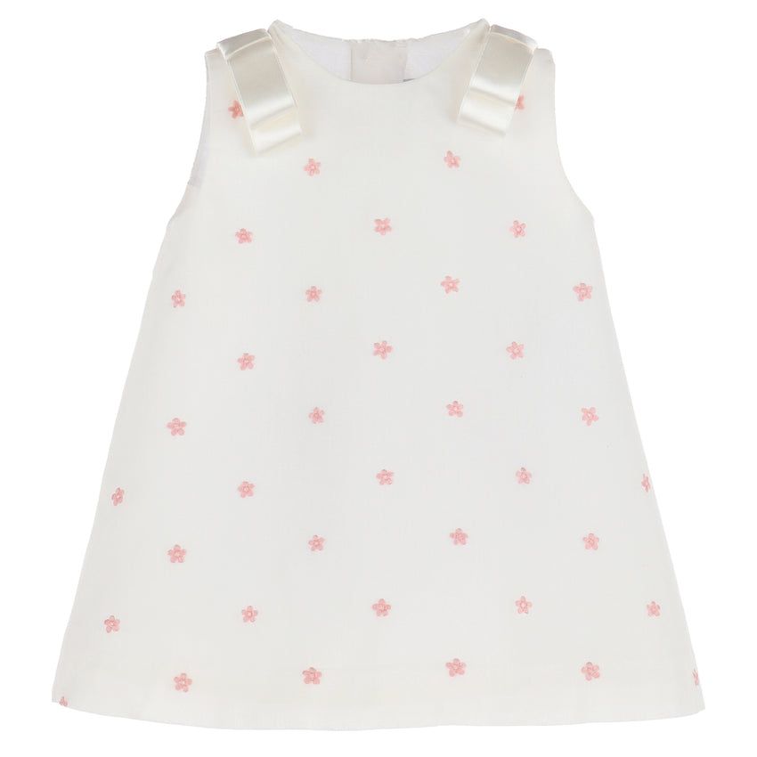 A-Line Pink Swiss Dot Dress