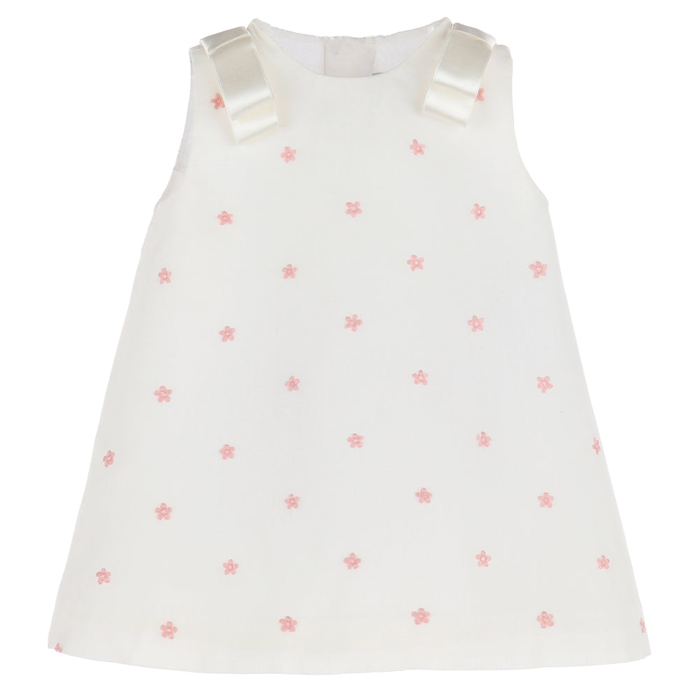 A-Line Pink Swiss Dot Dress