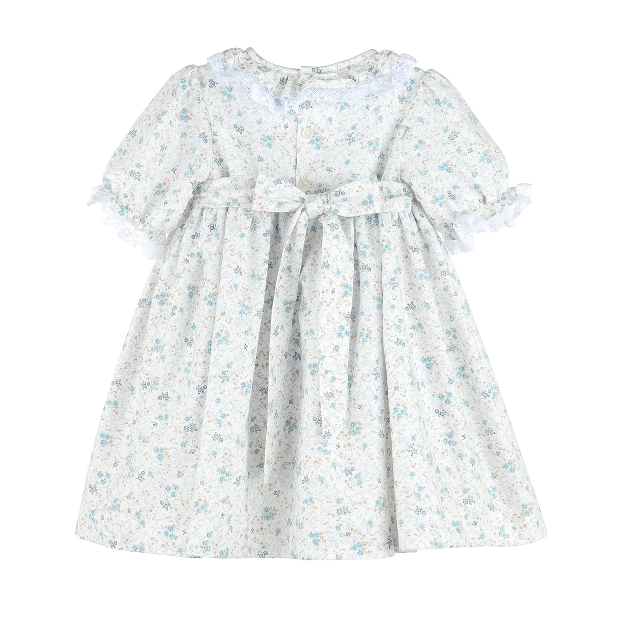 Blue Autumn Floral Smock Dress