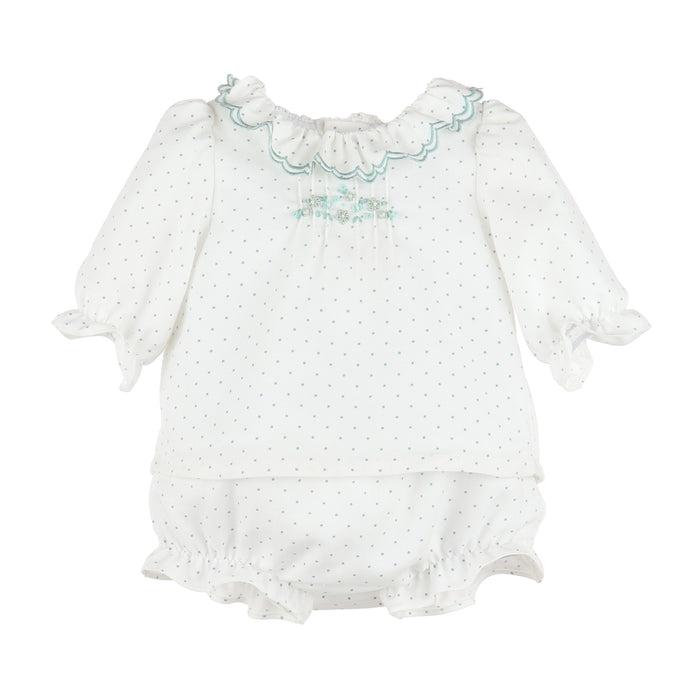 Girl's Mint Mini Dot Romper Set