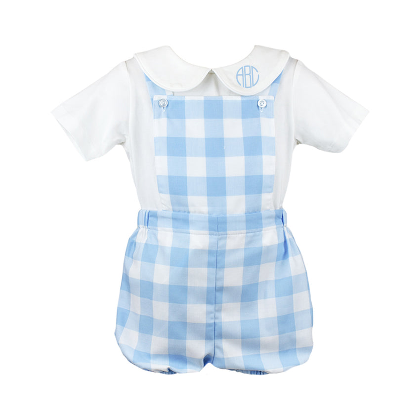 Arthur Blue & White Check Overall Set