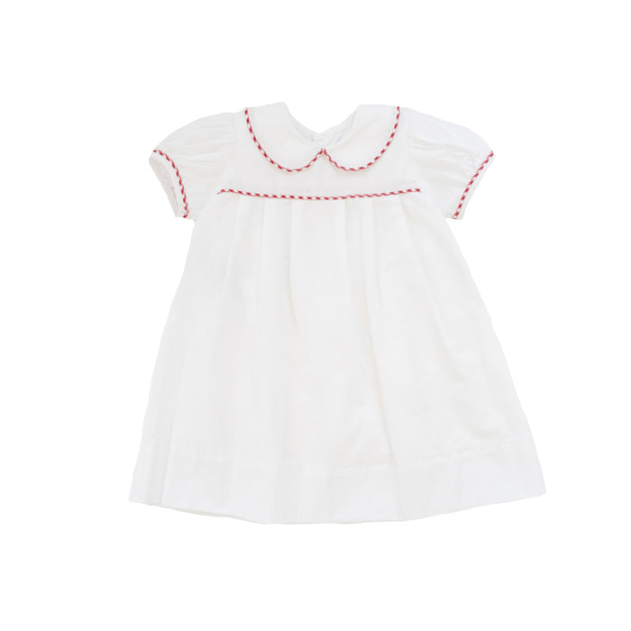 White Dress With Red Gingham Trim