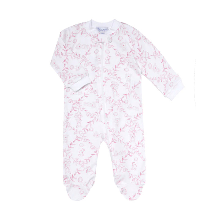 Pink Bears Trellis Zipper Footie