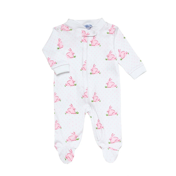 Pink Bunny Baby Zipper Footie