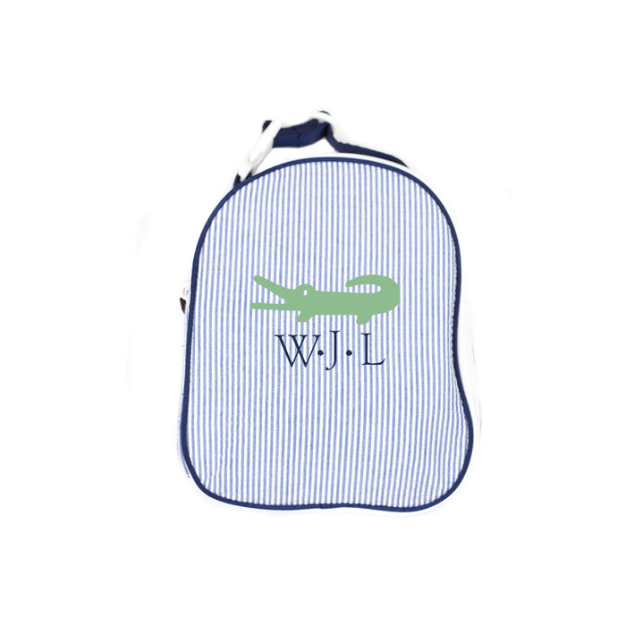 Personalized Navy Seersucker Lunchbox