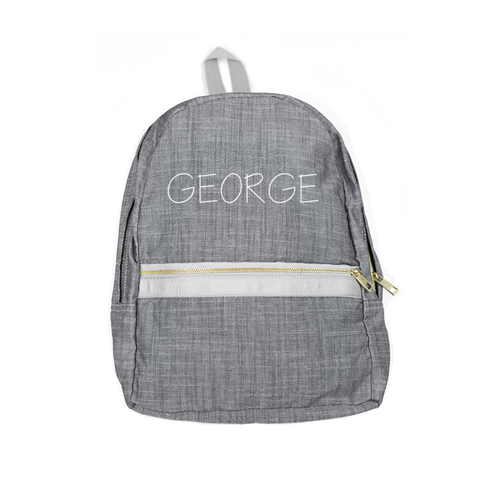 Personalized Grey Chambray Backpack