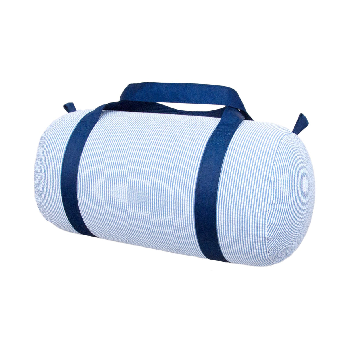 Navy Seersucker Duffel Bag