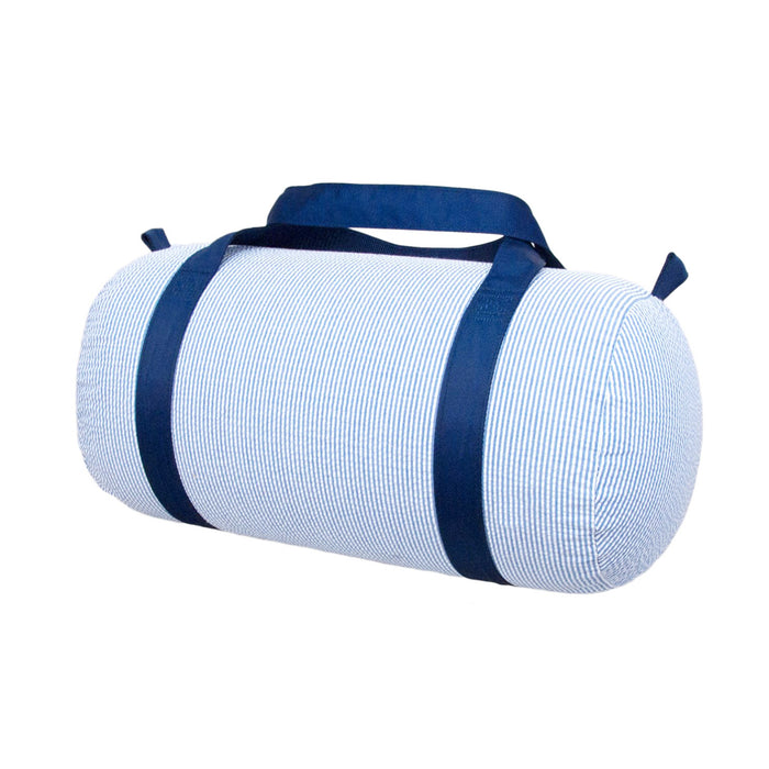 Navy Seersucker Duffel Bag