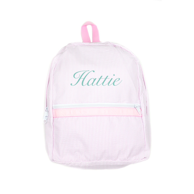Pink Seersucker Backpack