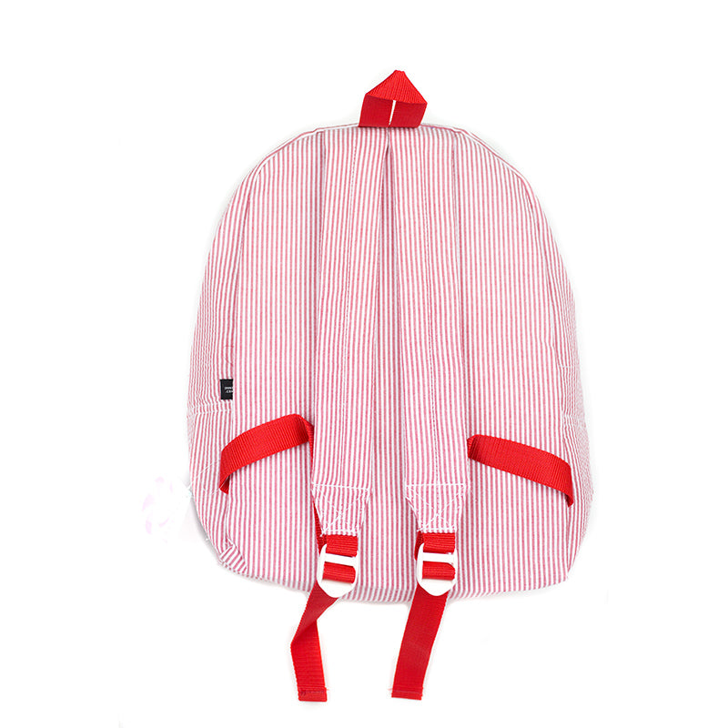Red Seersucker Backpack