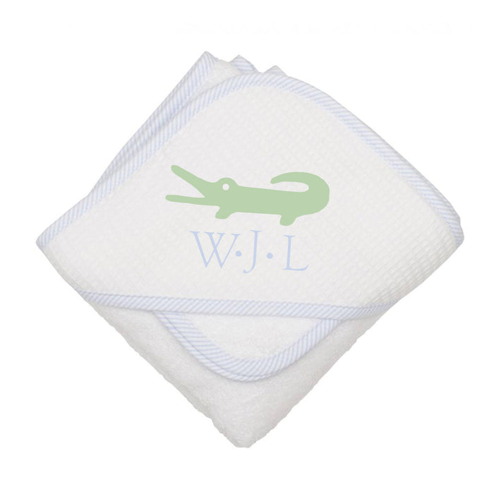 Blue Seersucker Hooded Towel Set