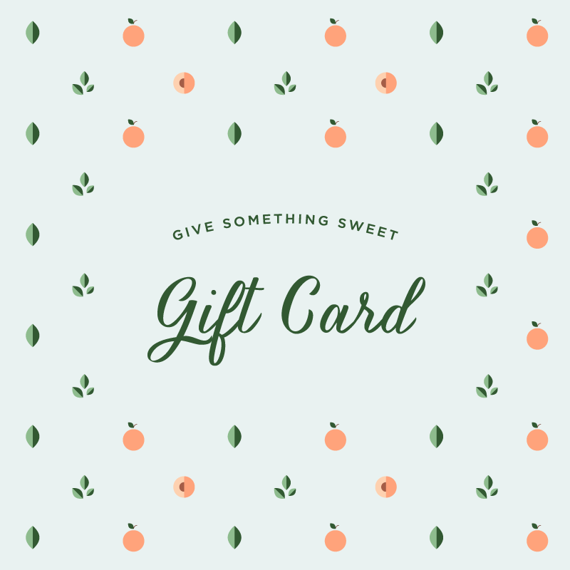 Peaches Gift Cards can be used on products like Rompers, Tops, Bottoms, Sets, Sleepwear, Outerwear, Socks & Shoes, and Swim, Personalization, Essentials, Decor, Play, Gear, and Gifts.