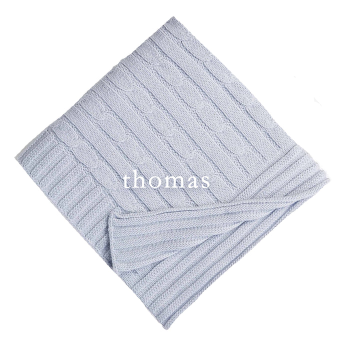 Light Blue Cable Knit Blanket