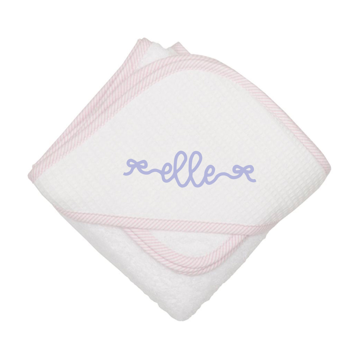 Pink Seersucker Hooded Towel Set
