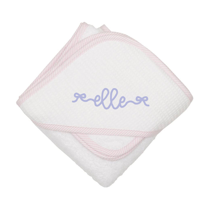 Pink Seersucker Hooded Towel Set