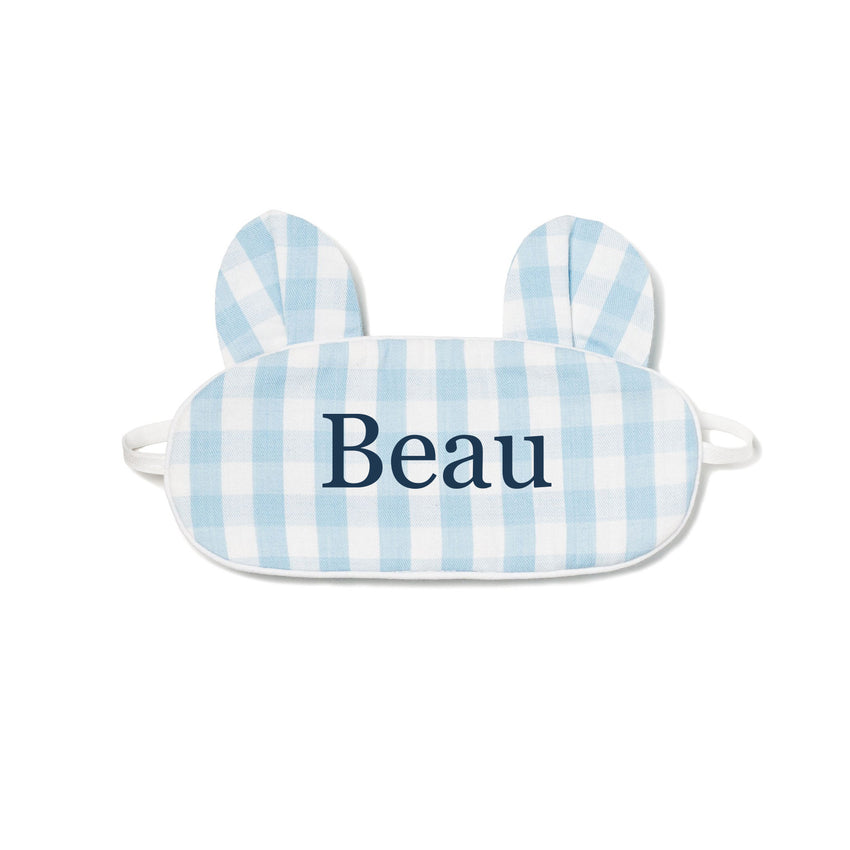 Blue Gingham Bear Eye Mask