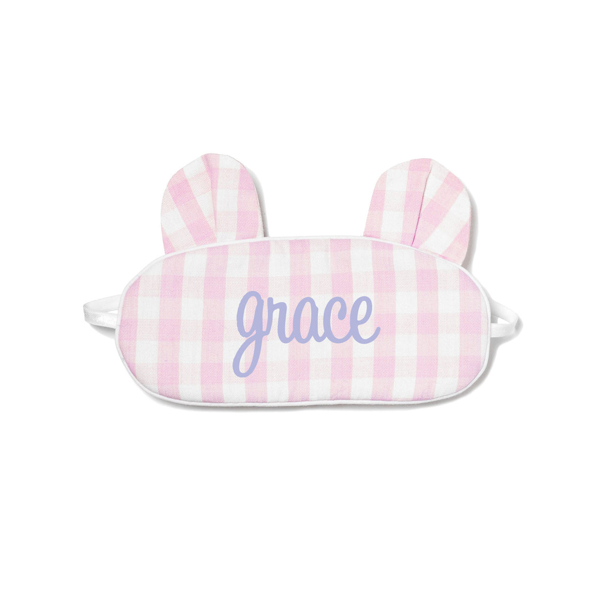Pink Gingham Bear Eye Mask