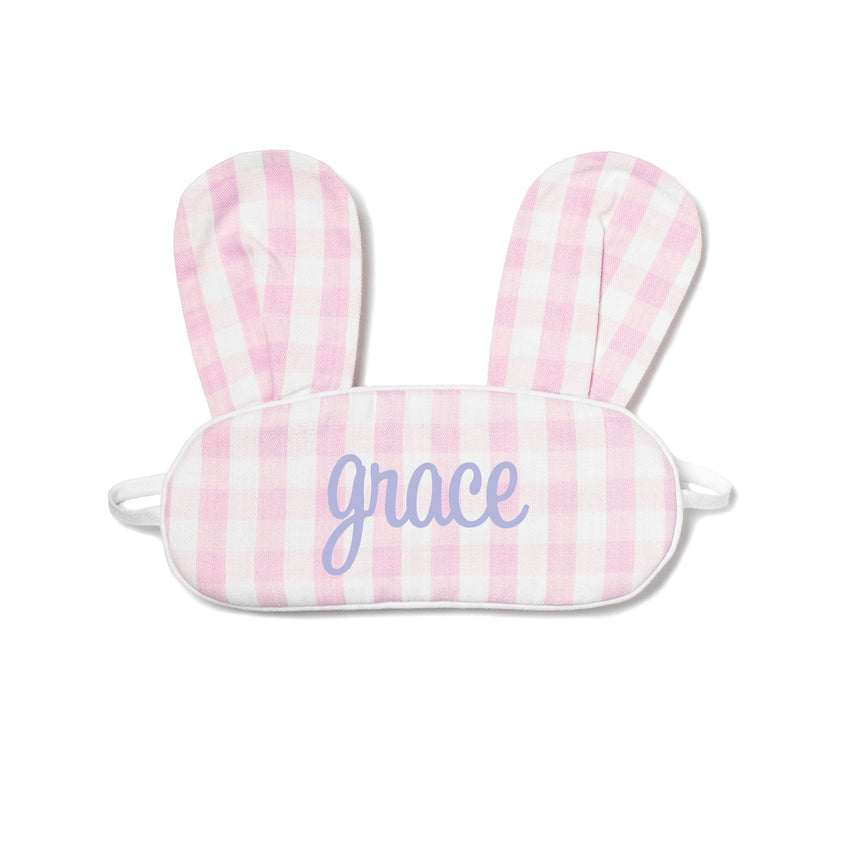 Pink Gingham Bunny Eye Mask