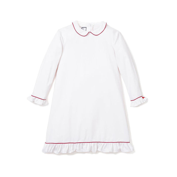 Sophia White Nightgown with White Piping