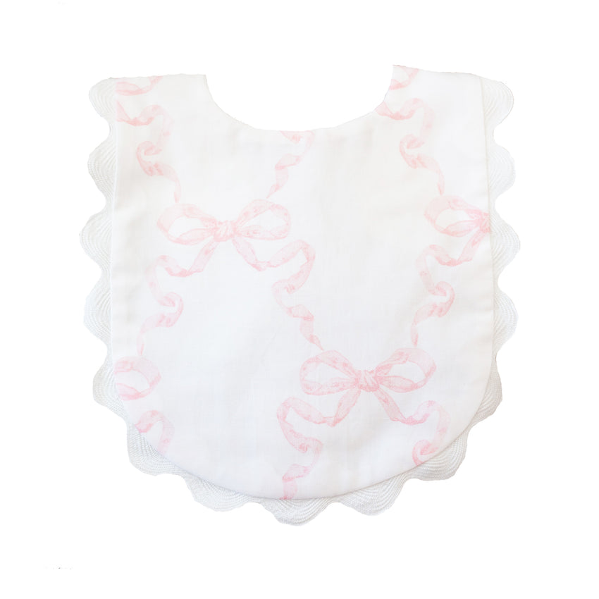 Pink Ribbon Bow Ric Rac Bib