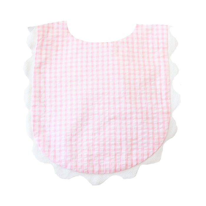 Pink Gingham Check Ric Rac Bib