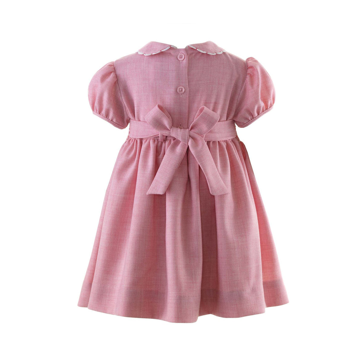 Pink Scalloped Trim Smocked Dress