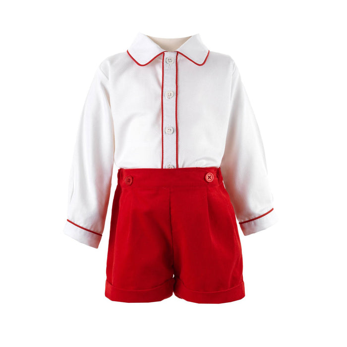 Red Corduroy Short Set