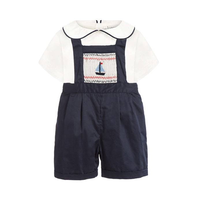 Smocked Sailboat Dungaree Set