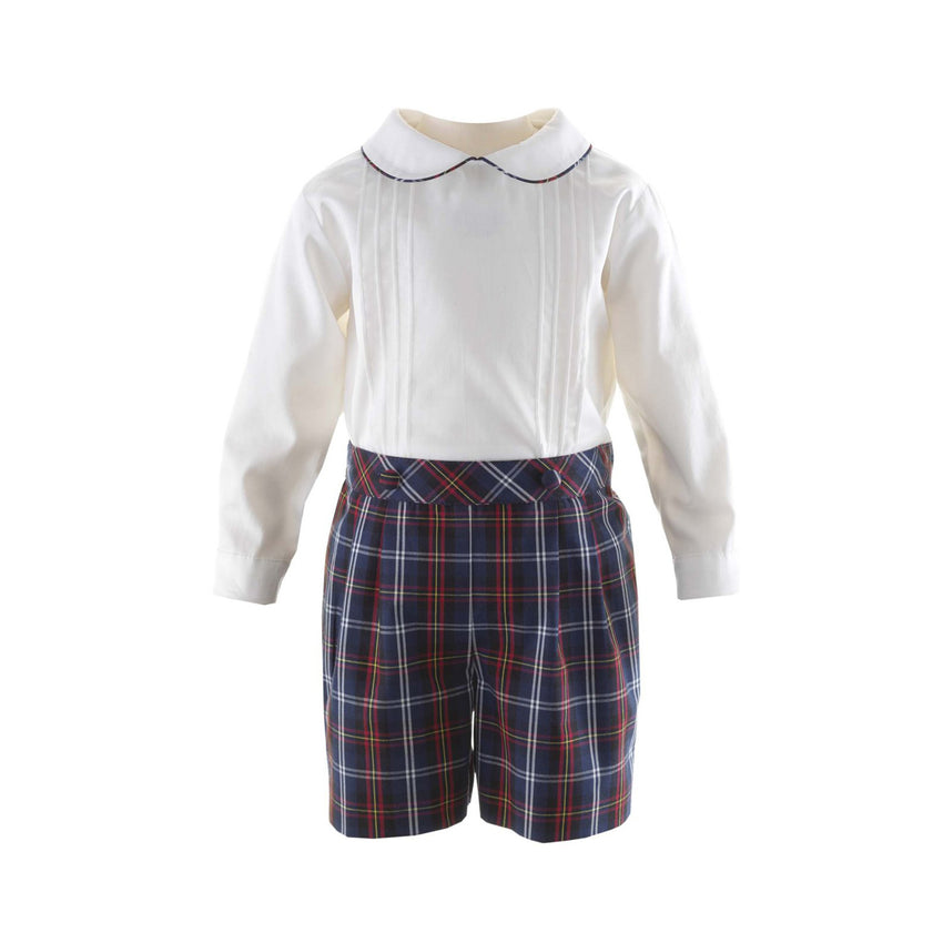 Pin Tuck Shirt & Tartan Short Set