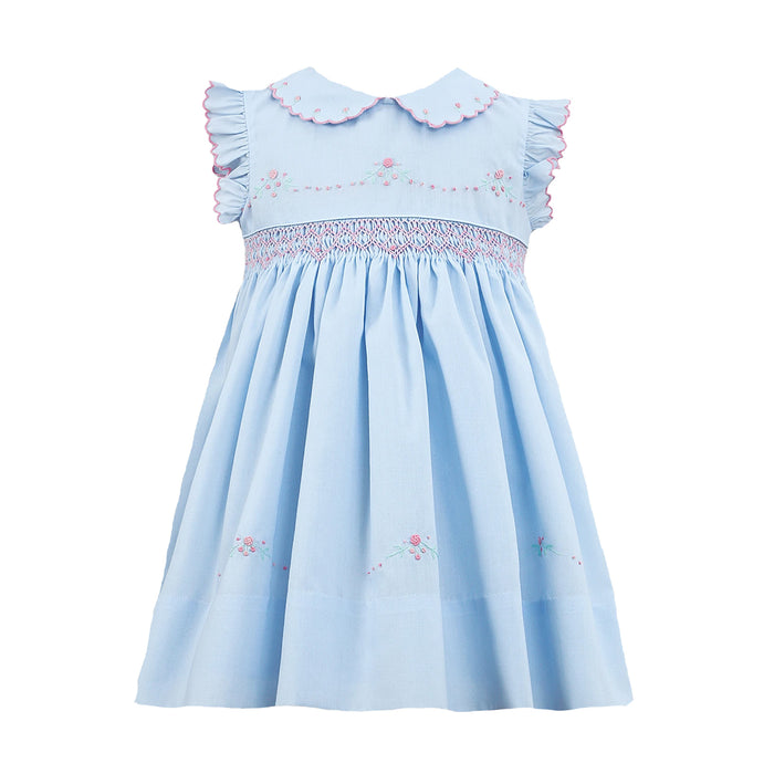 Blue Dress Pink Scallops