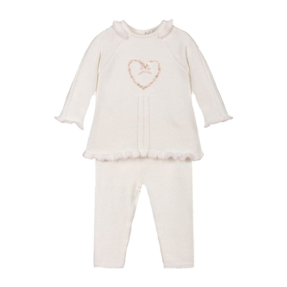 Ivory Knit Two-Piece Pink Heart