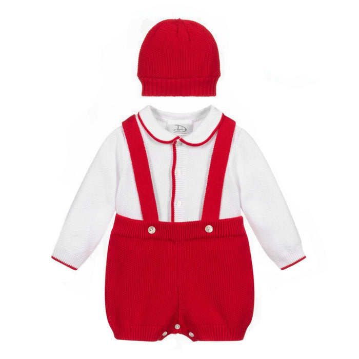 Red and White Knit Three Piece Set