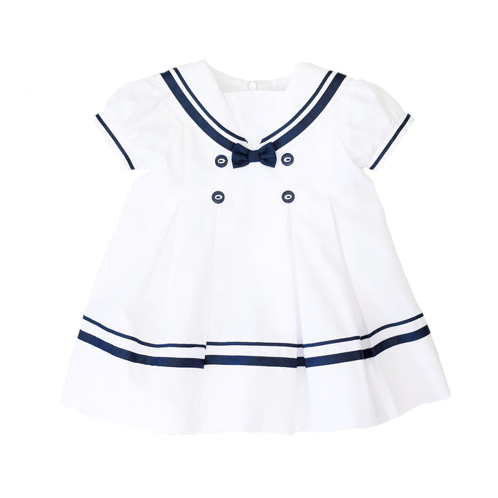 Ahoy! White Sailor Pleated Dress