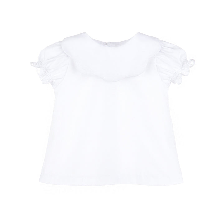 White Scallop Collar Blouse