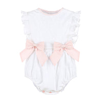 Embossed Bow Overall in Pink