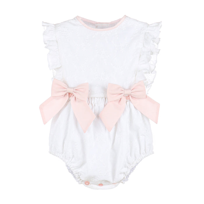 Embossed Bow Overall in Pink